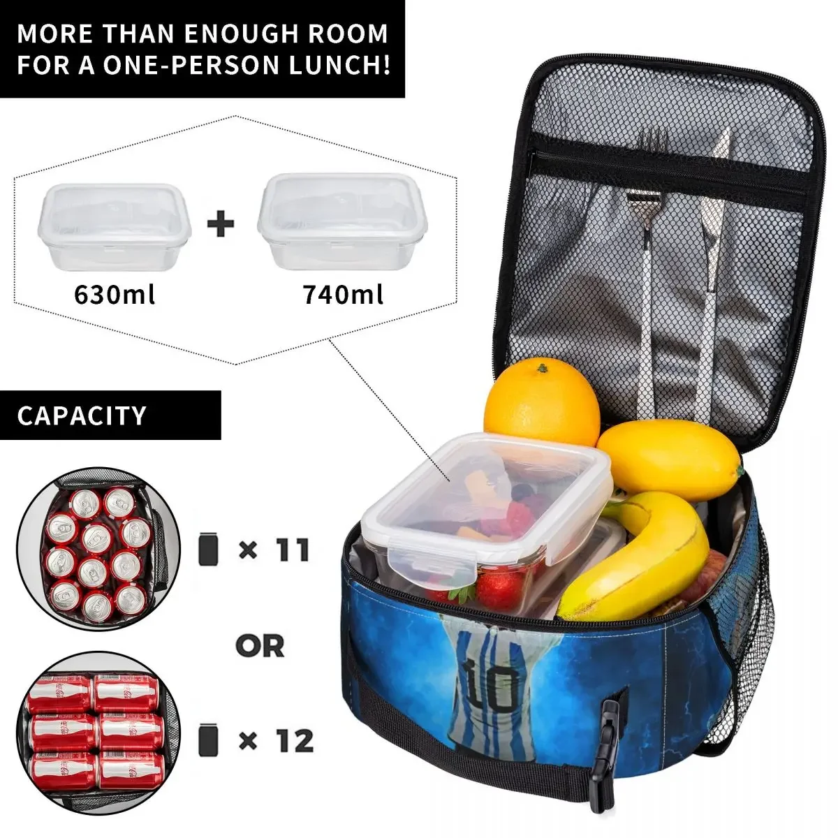 Messis Goal Celebration Merch Insulated Lunch Bag For School Office Food Storage Bag Portable Cooler Thermal Lunch Boxes