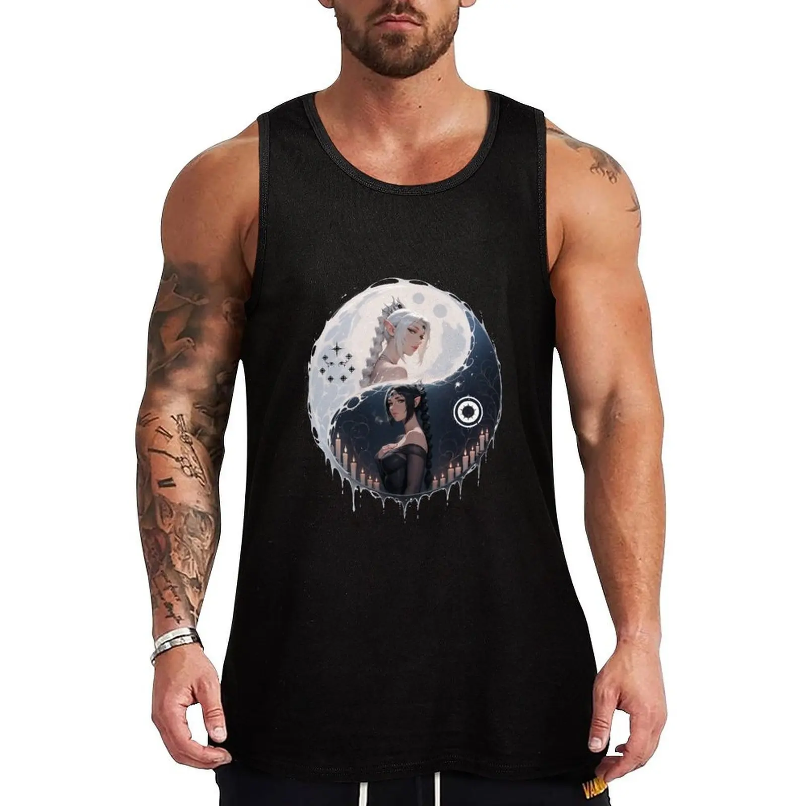 Shadowheart yin yang Tank Top Summer Beach Tank Top Camisa casual solta sem mangas