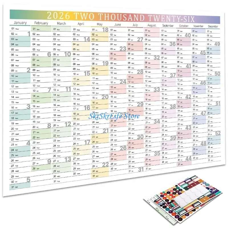 

E65E Modern 2026 English Wall Hanging Calendar With Thick Tear Resistant Paper Design