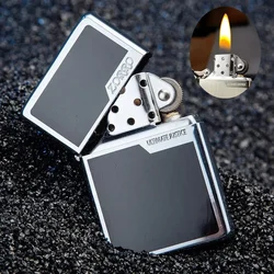 Gold Color Block Pure Copper Lighter - Windproof Flint Wheel Ignition, Personalized Creative Small Tool & Ideal Gift for Men