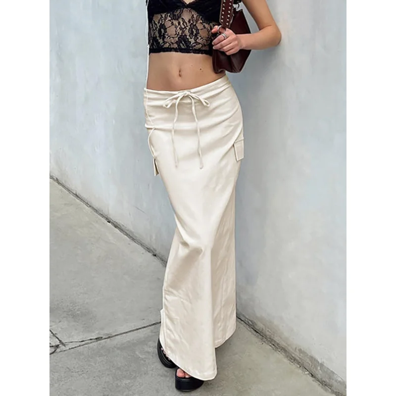 Street Fashion Beige Suit Skirt Women's Clothing 2024 Spring Cotton Slimming Slim Straight Skirt Long Skirt Fengsb