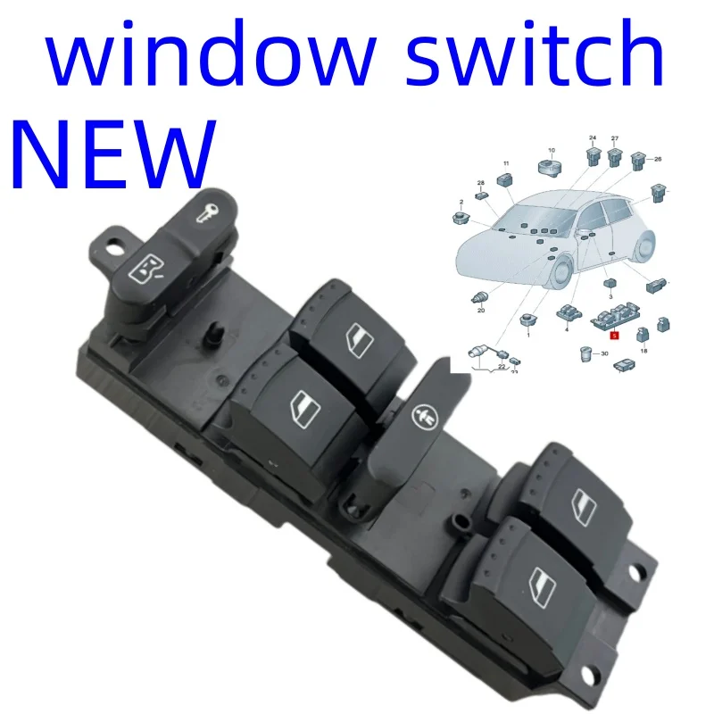 NEW Driver Side Master Schakelaar Ruitbediening Applicable to Skoda Octavia Superb 1J4959857C 1J4959857A Fabia 1997-2011