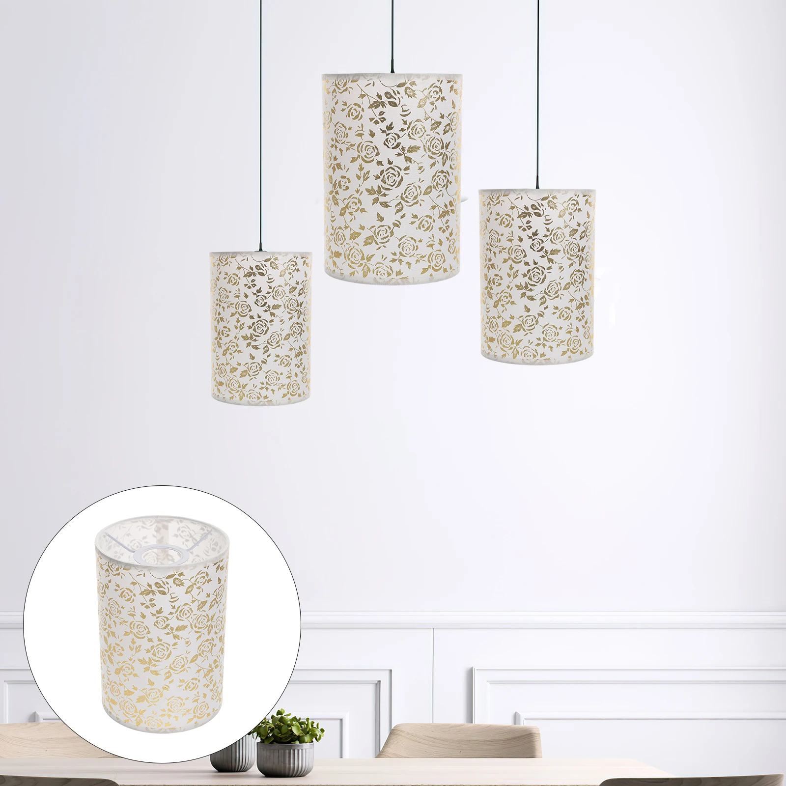 Rose Fabric Lampshade Small Desk Light Cloth Pleated Metal E27 Base Bulb Bedroom Living Room Study Office Modern Pattern Simple