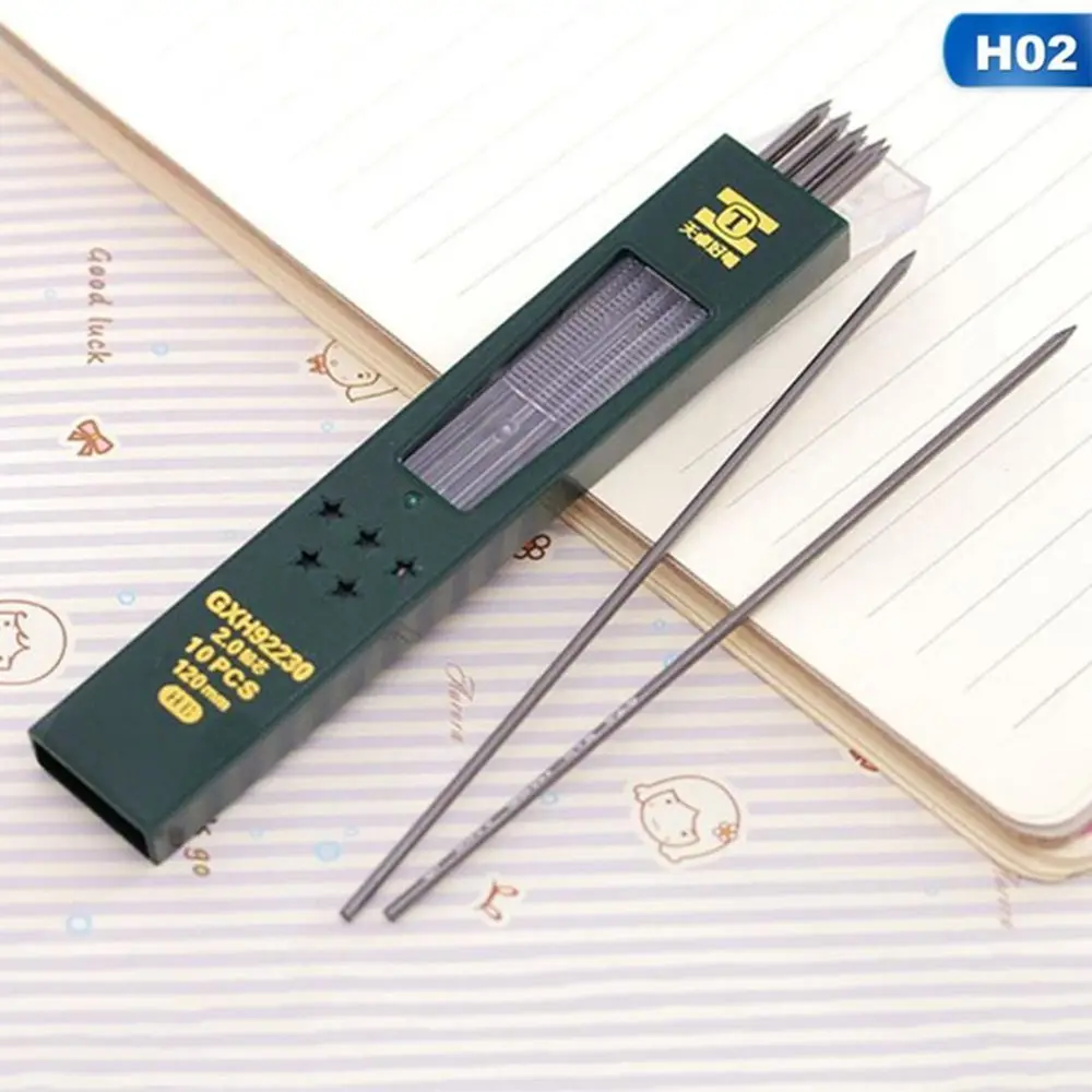 Core 120mm Long 2.0mm Writing 10 Pcs/box Black Mechanical Pencil Refill for School Supplies HB/2B Lead Student Stationery