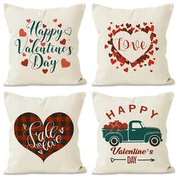 Love Valentine's Day Print Home Decor Pillowcase Bedroom Living Room Sofa Decoration Polyester Cushion Cover with Zipper