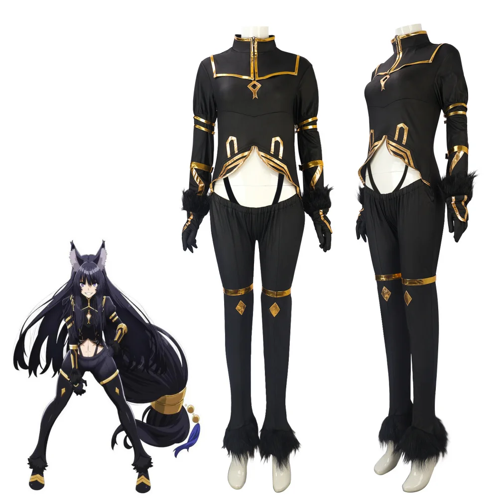 Anime die Eminenz in Schatten cos Delta Cosplay Kostüm Frauen Perücke Sara Schatten cos Garten schwarz Uniform Ohren Schwanz Halloween Outfit