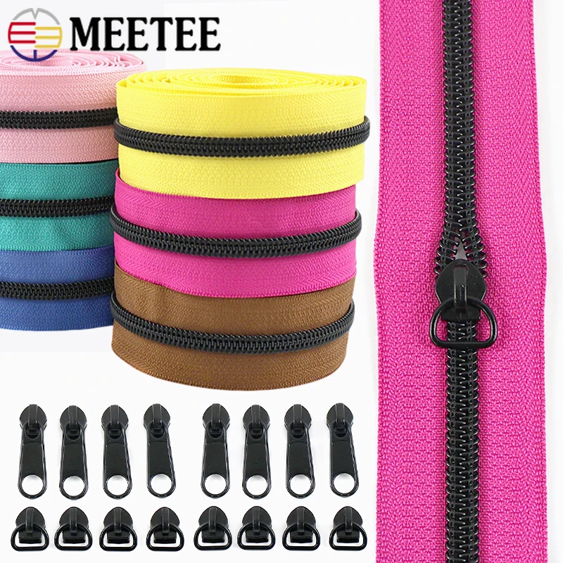 

2/5/10M 5# Nylon Zippers with Zipper Sliders Backpack Jacket Plastic Zip By the Meter Garment Zips Repair Kit DIY Accessories