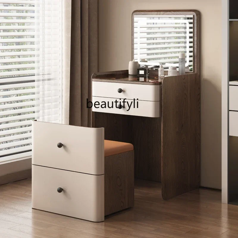 

Italian Minimalist Dresser Small Storage Cabinet Integrated Bedroom Mini Flip Makeup Table Bedside Table