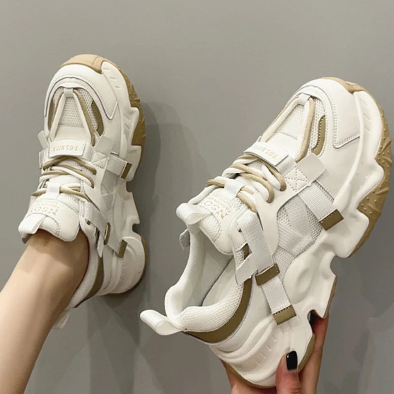 

Korean Style Thick Bottom Elevated Increase Sneakers Women 2023 New Fashion Casual Simple All-match Shoes for Women Summertime