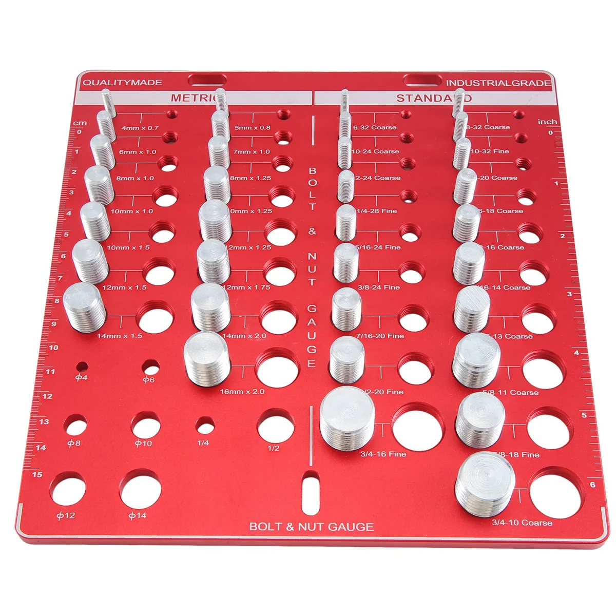 34Hole Nut and Bolt Thread Checker,Thread Checker,Bolt Size and Thread Gauge Identifier,Ruler with Inches and Centimeter