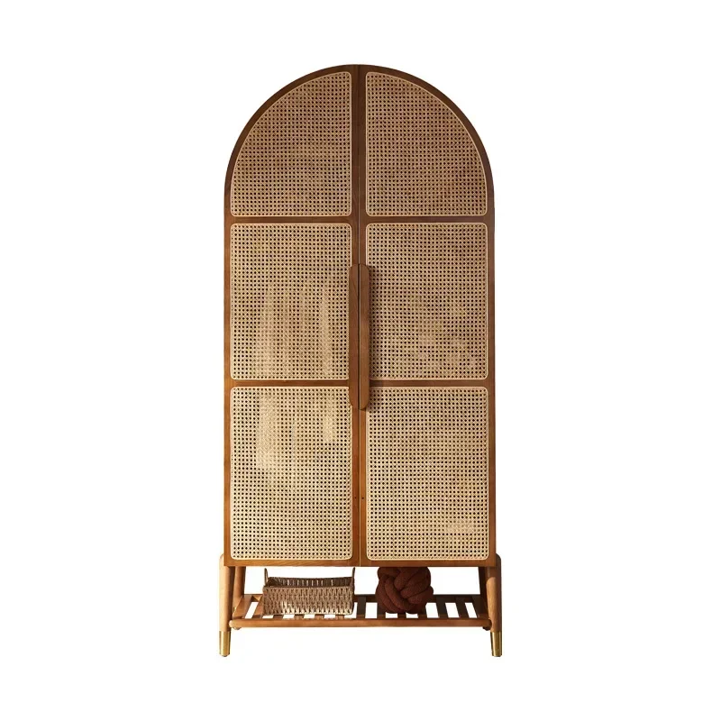 Wabi-sabi wind rattan art creative wardrobe B & B bedroom multi-functional wardrobe