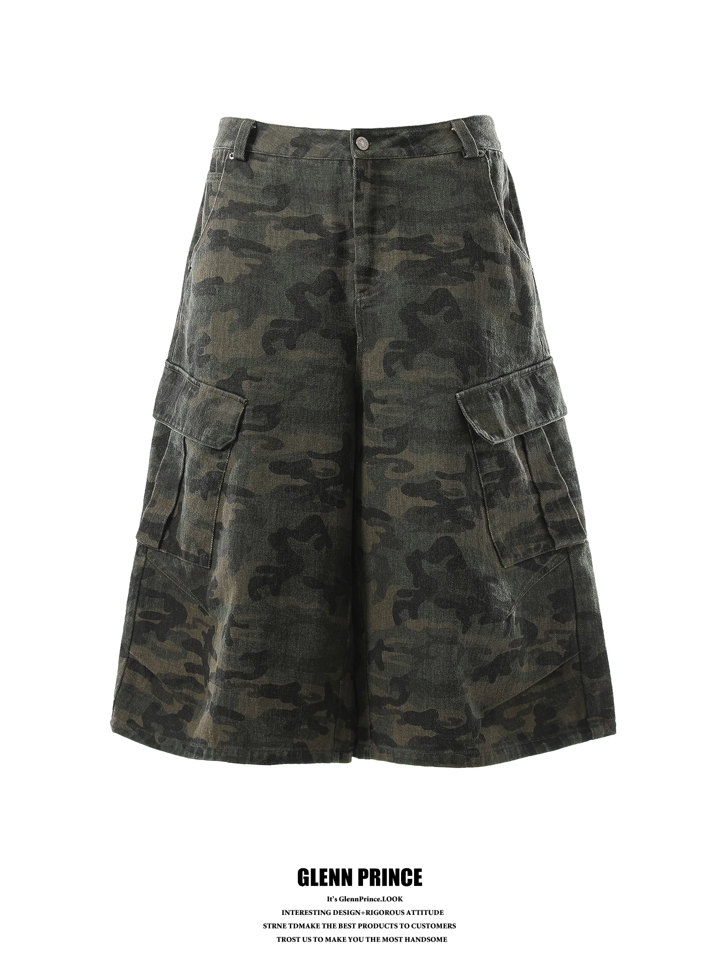 

GPstudio American Retro Camouflage Work Trousers Men's Summer Street Style Casual Loose Fit mid Waist Pocket Detail