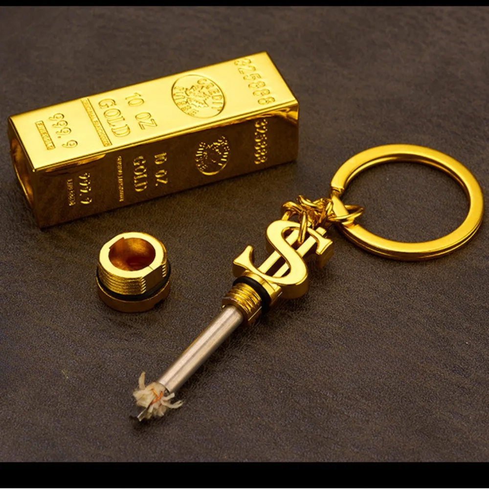 3pcs Golden Brick Permanent Match Lighter Reusable Times Keychain Matches Strikers Lighters Portable For BBQ Outdoor Camping