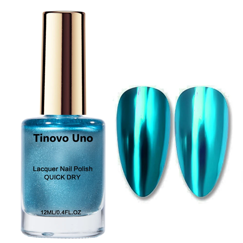 Tinovo Uno METALLIC Blue ยาทาเล็บปกติเล็บ Lacquer Mirror Shine FINISH BASE Coat TOP น้ํามันเล็บอุปกรณ์