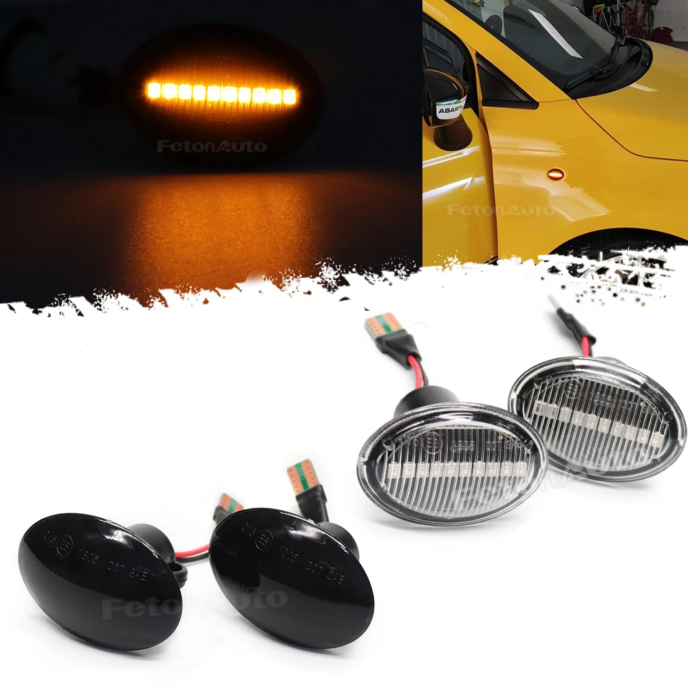 Dynamic Amber LED Flashing Turn Signal Light For FIAT 500 500C 500L Side Marker Fender Light Lamp For Abarth 500 595 695 Lancia