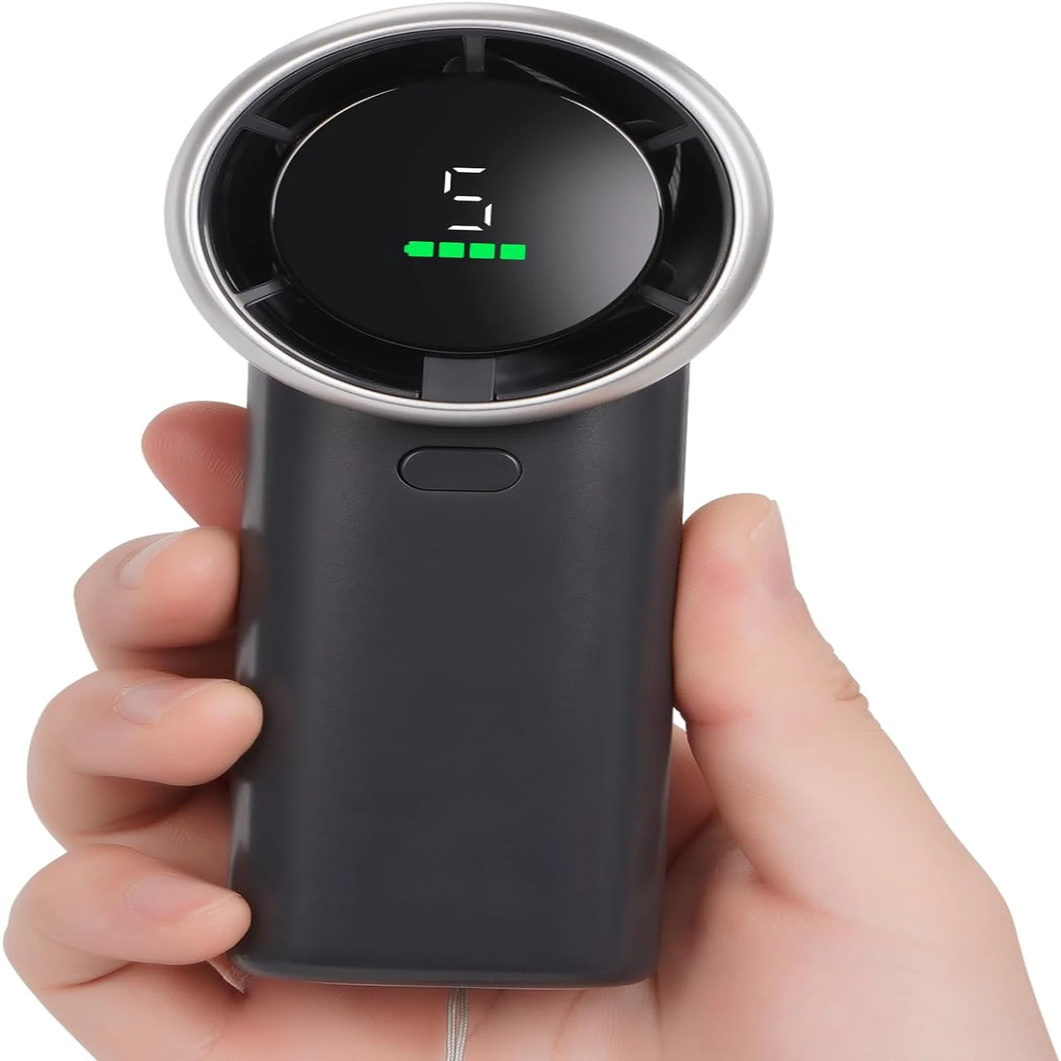 Ventilador compacto elegante y moderno para refrigeración en movimiento. |   Diseño liviano y portátil para un fácil transporte. |   Personaliza el flujo de aire con