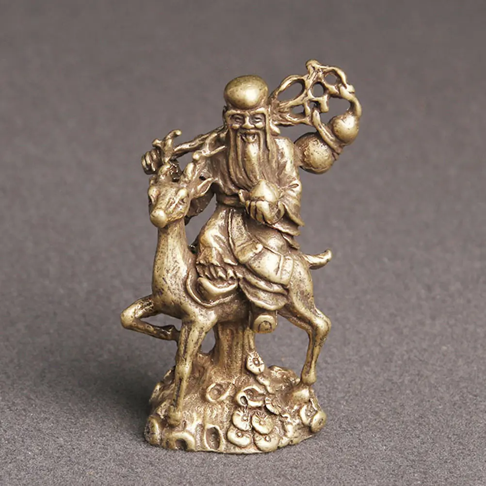 

Buddha Statue Ornament Longevity Adornment Vintage Home Decor Creative Ornaments for Crafts Brass Modeling