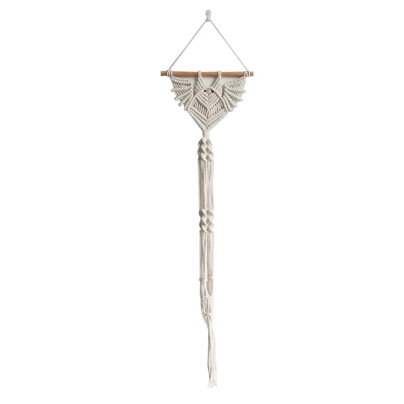 Hanging Tapestry Macrame Hanger Organizer Bat Shape Hand Woven Flower Pot Display Holder Wall Planter Net Pocket Durable