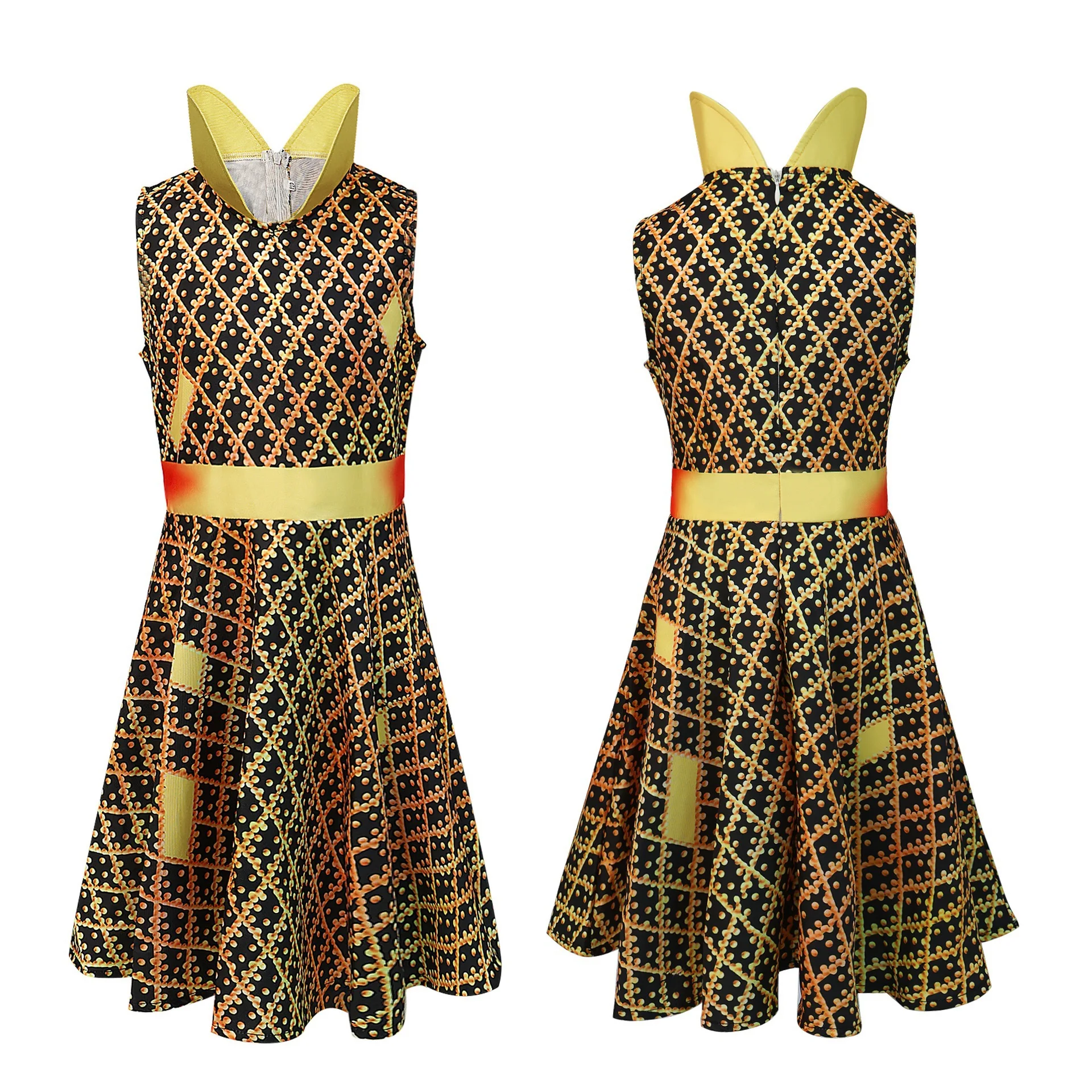 العنصر العالم تأثيري مجنون عنصري مدينة الجمرة النار واد المياه فستان طويل زي الهالوين التأثيري #5