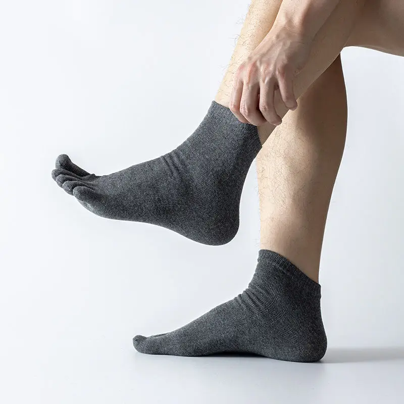 

Toe Socks Men'S Cotton Five Finger Socks Business Casual Socks Sports Running Shallow Socks Solid Breathable Toe Socks