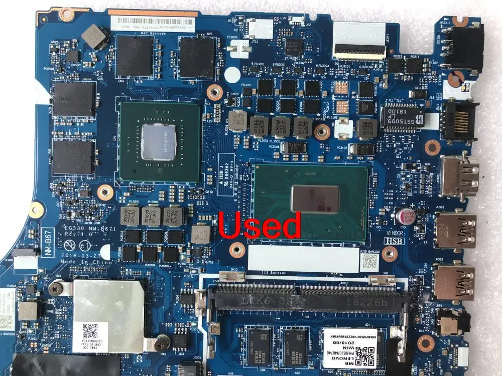 Imagem -02 - Placa-mãe do Portátil para Lenovo Ideapad Nm-b671 33015ich 330-17ich Cpu I78750h Gtx1050 V4g Ram 4g Fru 5b20r46740 5b20r46733