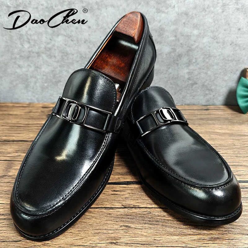Luxury Slip On Dress Shoes Men Genuine Leather Italian Loafer Shoes For Men Black Brand Formal Wedding Office Men Casual Shoes