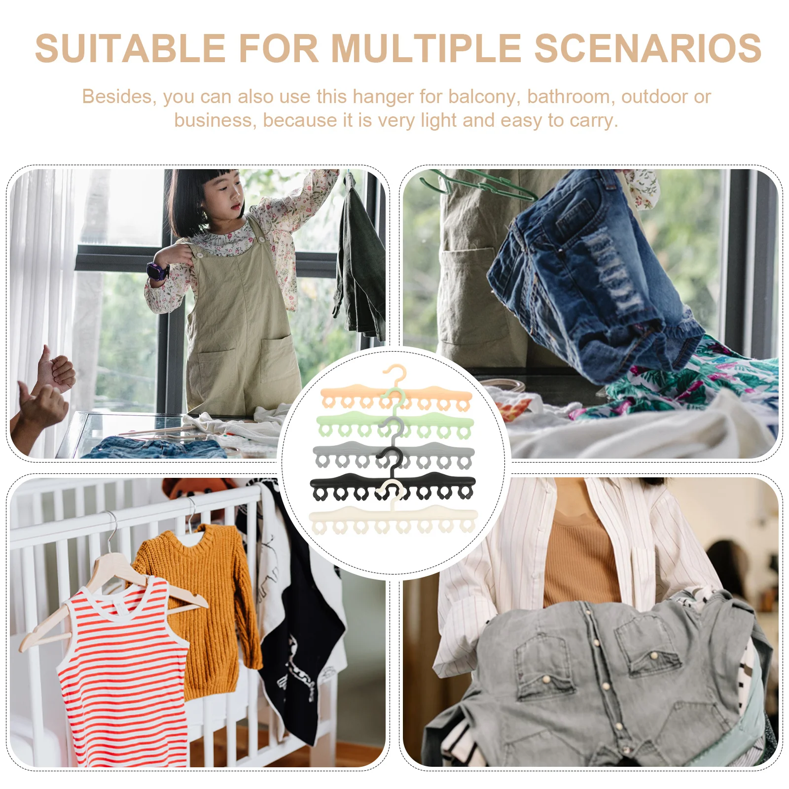 

5Pcs Socks Clips Strong Bite Clothes Hangers Multi-Clip Laundry Hook for Shirts Pants Closet Organizer Space Saver