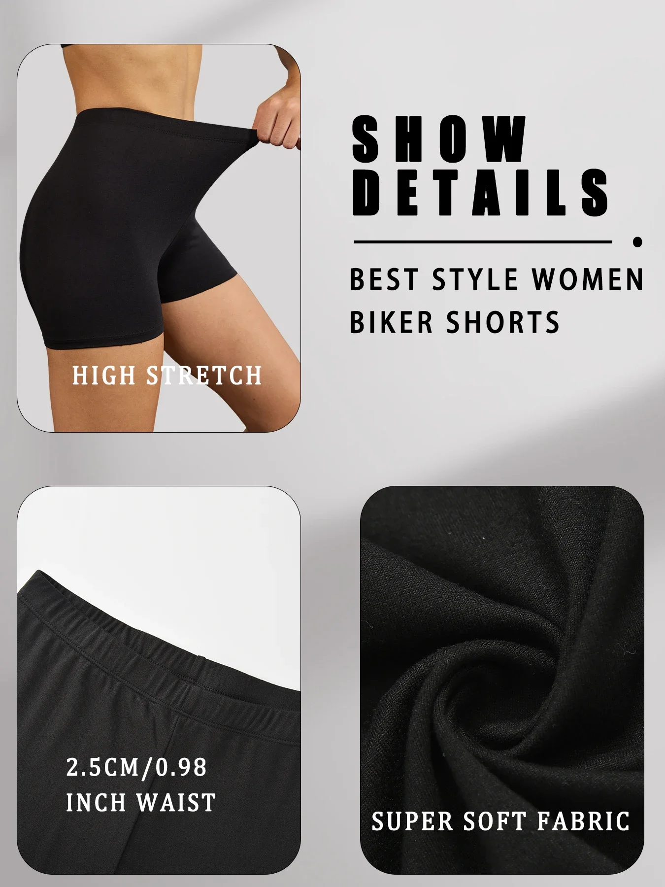 5แพ็คผู้หญิงSuper Soft Bikerกางเกงขาสั้นสูงยืดไม่มีดูผ่านออกกําลังกายวิ่งโยคะกีฬา6 "Inseam Push Up Gymฟิตเนส