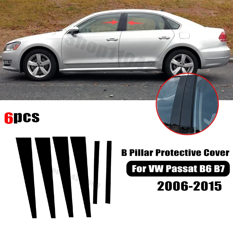 For VW Passat B6 B7 2006-2015 Car window decorative cover center protective film pillar B C pillar sticker Car Accessories