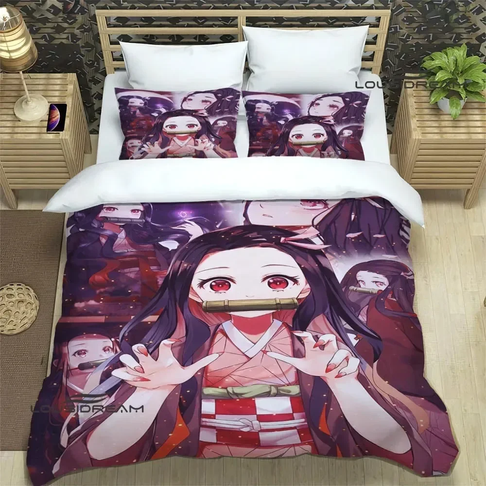 Demon Slayer Printed Bedding Sets exquisite bed supplies set duvet cover bed comforter set bedding set luxury birthday gift