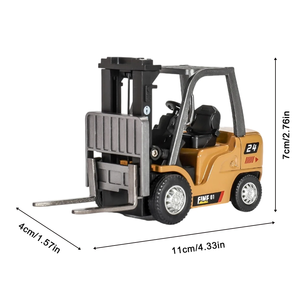 رافعة شوكية صغيرة مصنوعة من خليط معدني بنسبة كاملة 1:64 تعمل بالتحكم عن بعد سيارة هندسية كهربائية نموذج هدية للأولاد