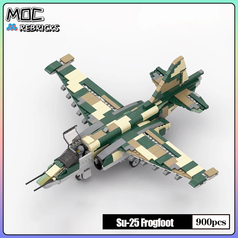 Military War MOC Sukhoi Su-25 Frogfoot 1:34 Scale Fighters Building Block Model Bricks Collection Sets DIY Toys Children's Gifts