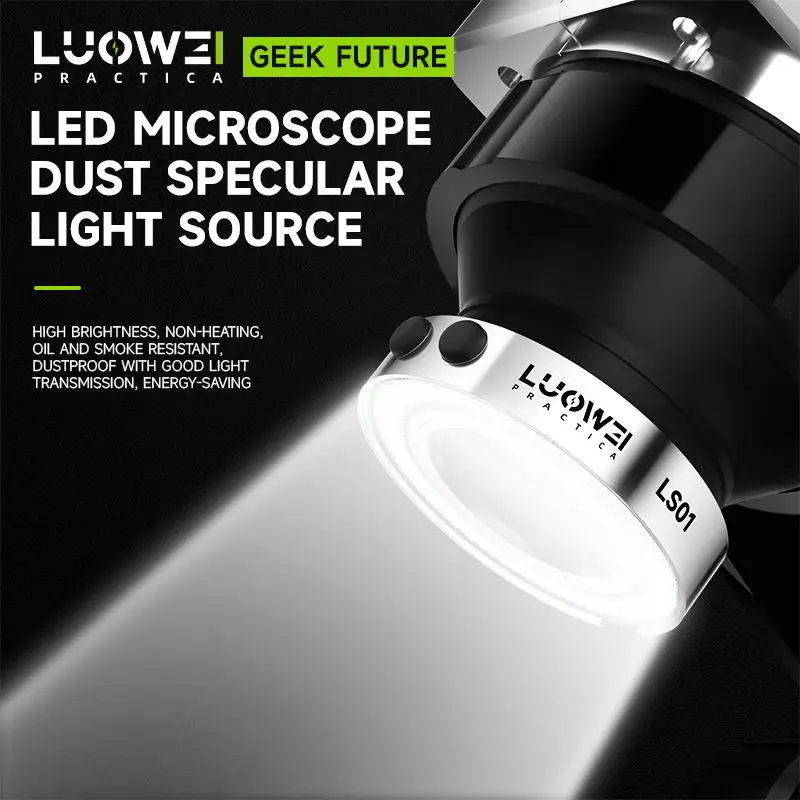 LUOWEI-High Light Microscope Lâmpada Fluorescente, Ring Light, LED Lighting Source, LW-LS01