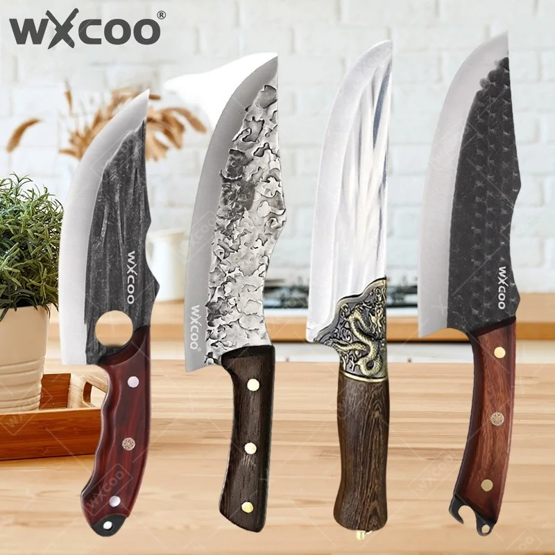 WXCOO Forged Slaughter Boning Knife Kitchen Knife Butcher Meat Fish Bone Fruit Vegetables Cutting Tools Meat Cleaver