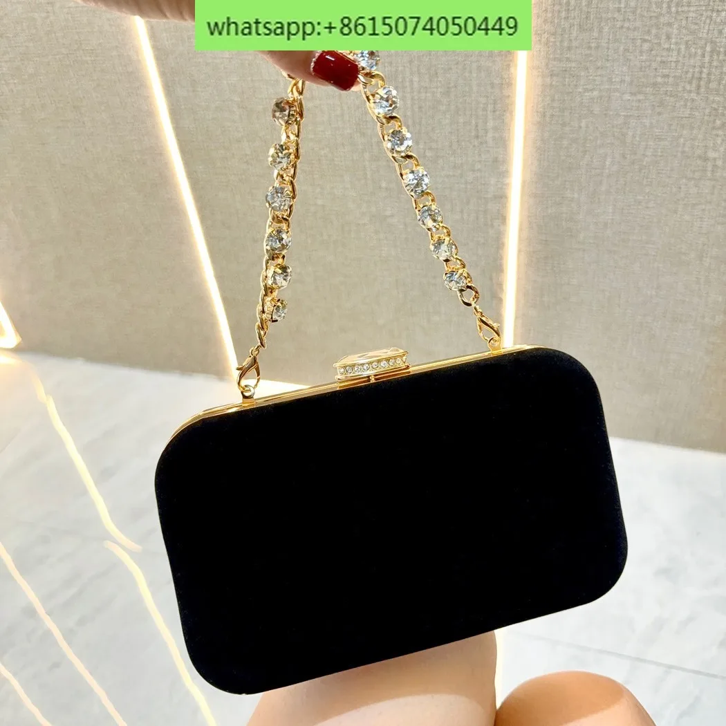 Evening dress clutch bag studded velvet bread bag ladies with cheongsam dinner bag female portable messenger bag.