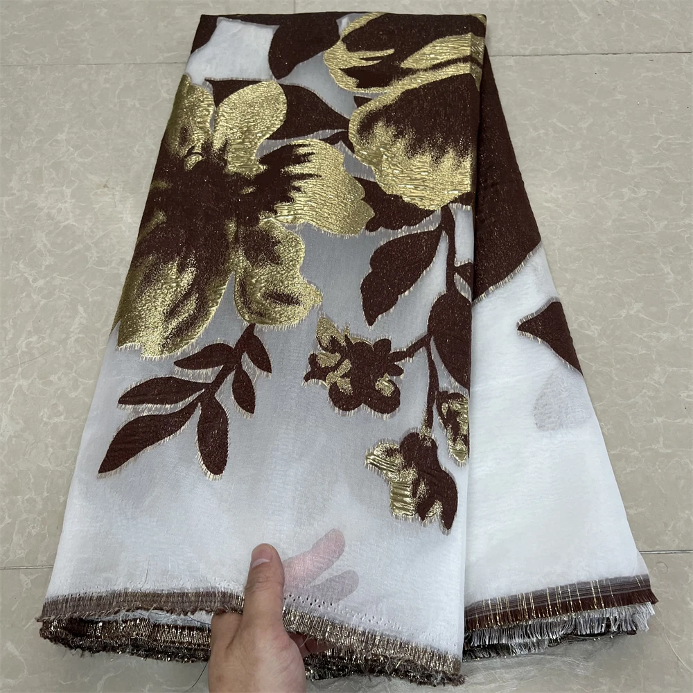 

2024 High Quality African Nigerian Tulle Lace Fabric Organza Embroidery Guipure Party Gown Dress Brocade Jacquard 5Yard YXZ145