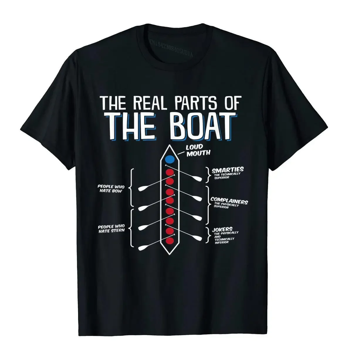 The Real Parts Of The Boat. Men's fun printed T-shirt Goth style short sleeve top for everyday wear everything