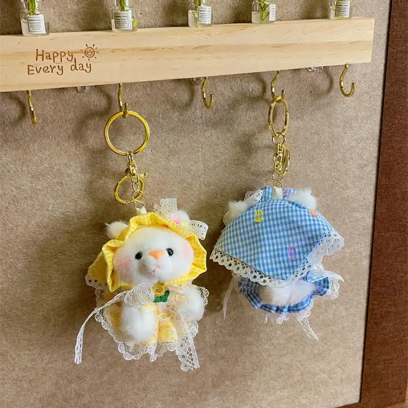 Chaveiro de Pelúcia de Urso Pequeno Estilo Ocidental de Desenho Animado, Pingente de Boneco de Animal Kawaii, Acessórios de Decoração para Mochila, Presentes
