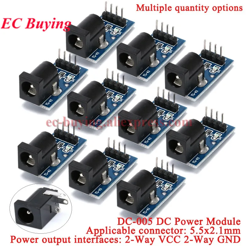 1Pc-20Pcs DC-005 DC Power Adapter Board 2 way VCC/GND 5.5MM x 2.1MM Jack Socket Plug Board Power Supply Module DC005 Converter