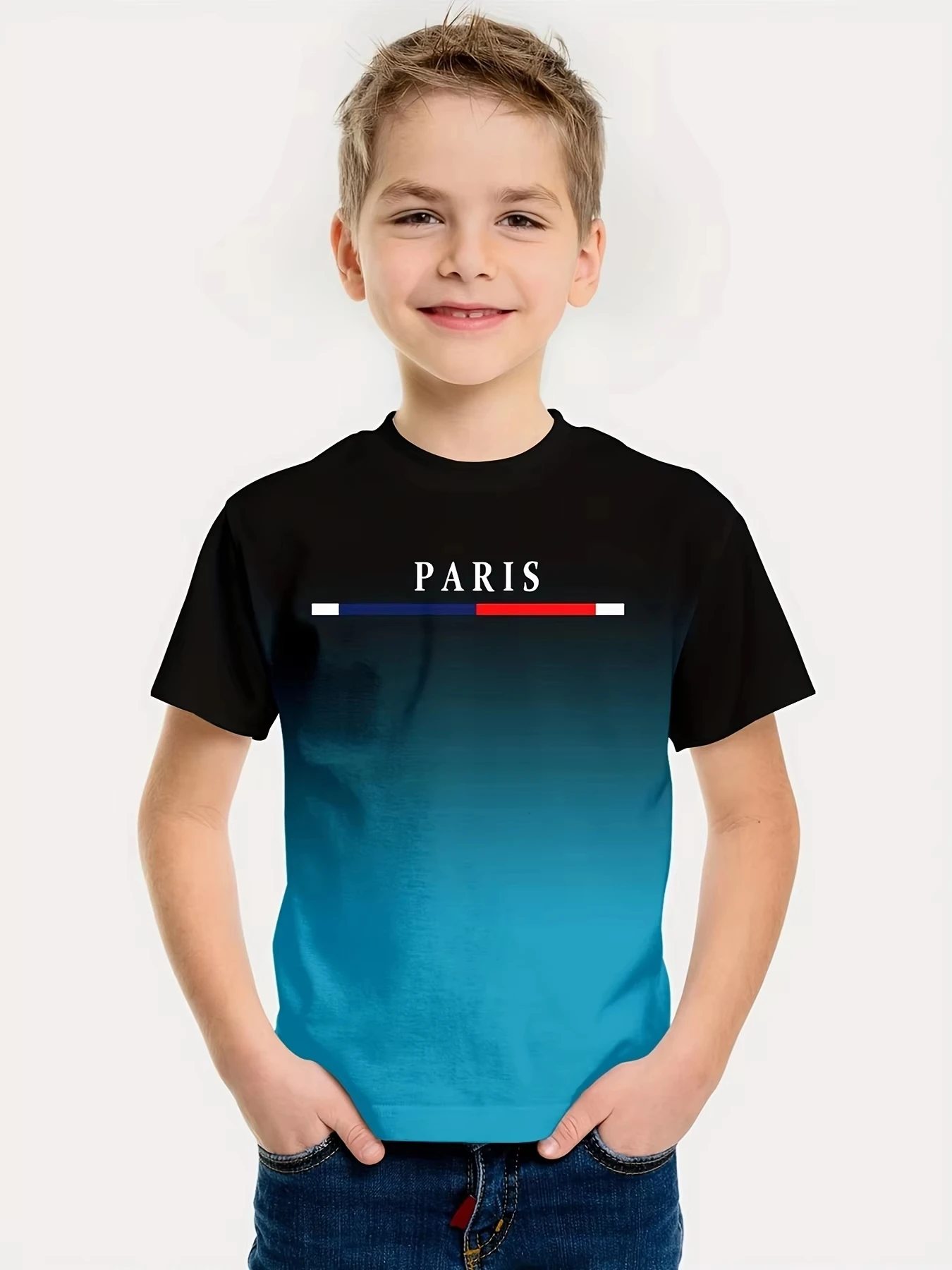 Children's Clothing Boys T-Shirt 2-10y Short Sleeved Children's T-Shirt 3D Letter Printing Casual Round Neck Summer Kids Clothes