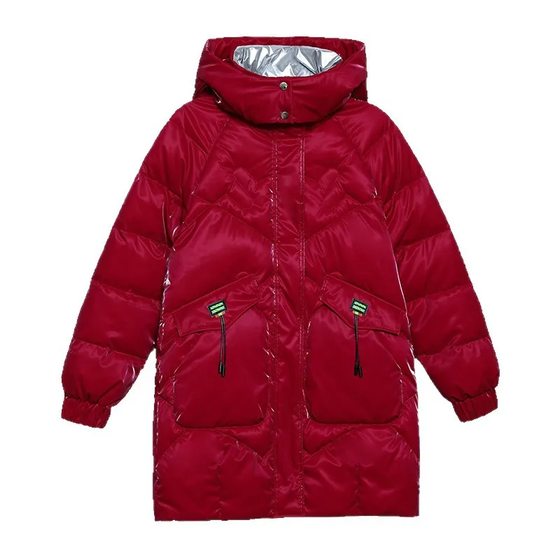 Vêtements rembourrés de coton brillant sans rinçage pour femmes, manteau d'hiver ample, moyen et Long, Version coréenne, veste Parkas, nouvelle tendance