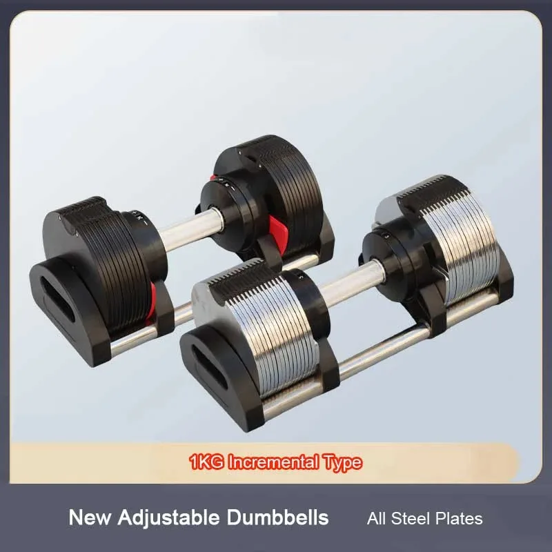 New 36KG Adjustable Dumbbells Home Electroplating 1KG Incremental Dumbbell Pure Steel Plate Biceps Exercise Adjustable Dumbbell