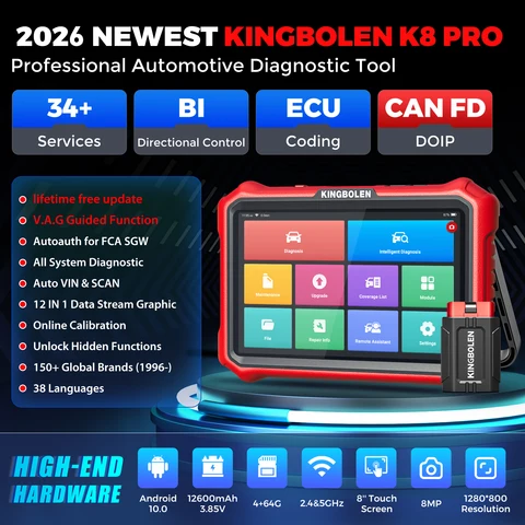 [Пожизненное бесплатное обновление] KINGBOLEN K8 PRO ELITE Автоматический диагностический инструмент Полная система Кодирование ЭБУ 40, двунаправленный сканер OBD2