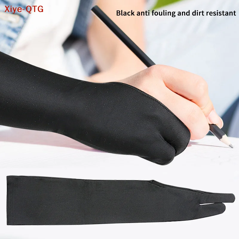 NEU 1/2 STÜCK Längere Anti-Touch-Zwei-Finger-Malhandschuhe für Tablet-Bildschirm-Touch-Malerei, Kunstbedarf, Zeichenhandschuhe