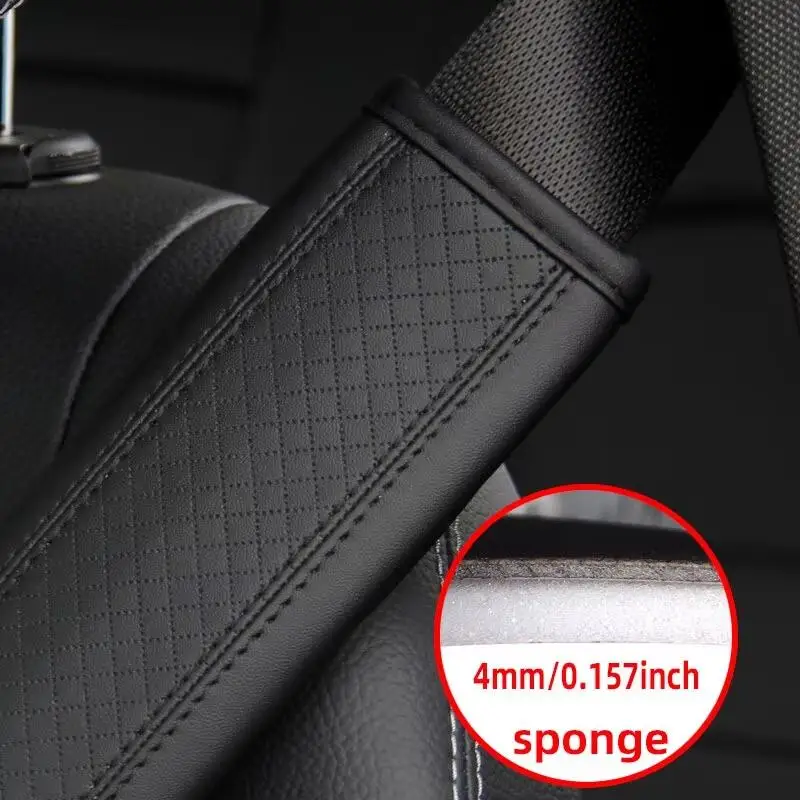 {QTG333} 1 Pc Fiber Leather Embossed Car Seat Belt Shoulder Cover Decompression Comfort Safety Belt Protective Accessory