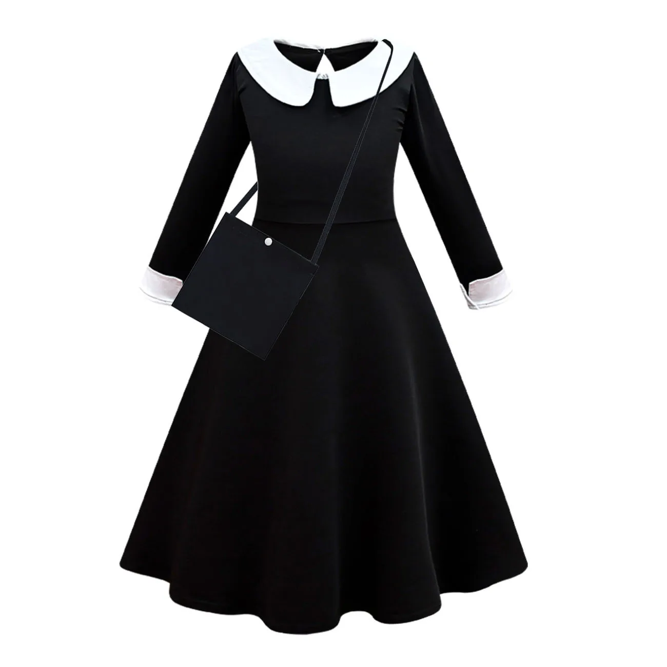 For Girls Wednesday Addams Cosplay Dress Costumes Black Gothic Dresses Children Clothes Halloween Party