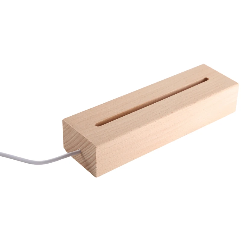 Base de lumière rectangulaire en bois, socle d'affichage à LED en bois, piédestal, support de lampe pour acrylique, cristal, veilleuse, art en résine