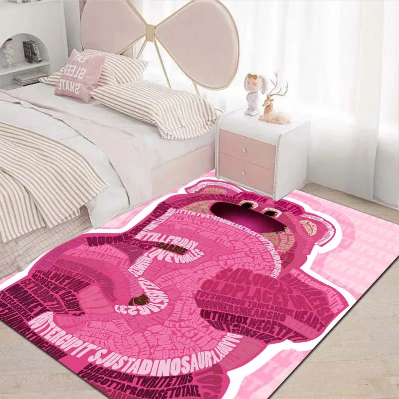 

Cartoon Carpet Disney Lotso Strawberry Bear Carpet Bedroom Living Room Decoration Cute Simple Anime Floor Mat