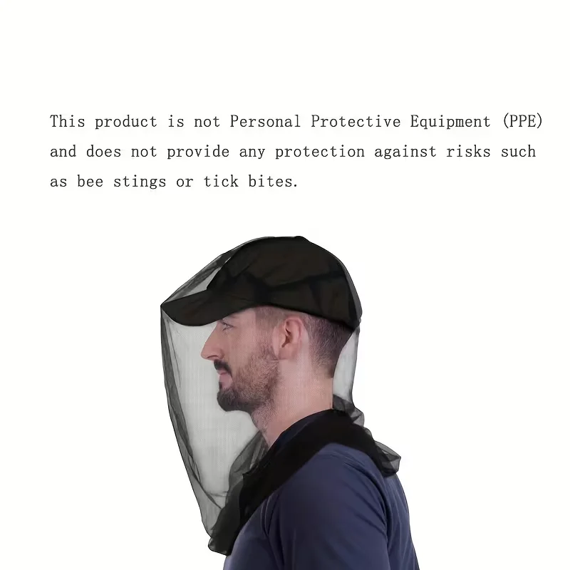 Outdoor Mosquito Head Net, High-Density Breathable Bug Net, Compatible with Most Hats for Fishing, Gardening & Camping