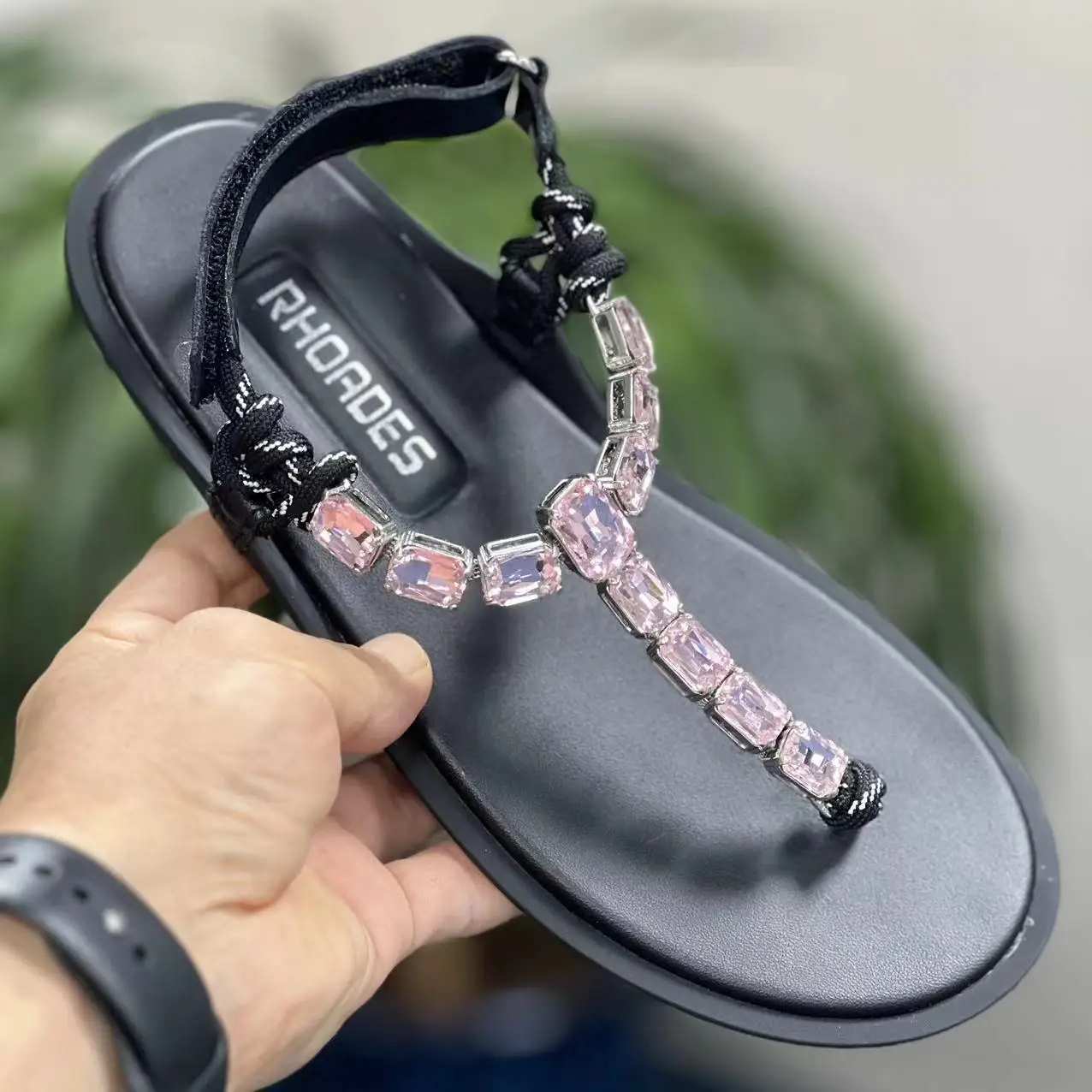 

Crystal Buckle Strap Sandals Fashion Pinch Toe Flats Black Slingback Women Shoes Summer Zapatos Mujer